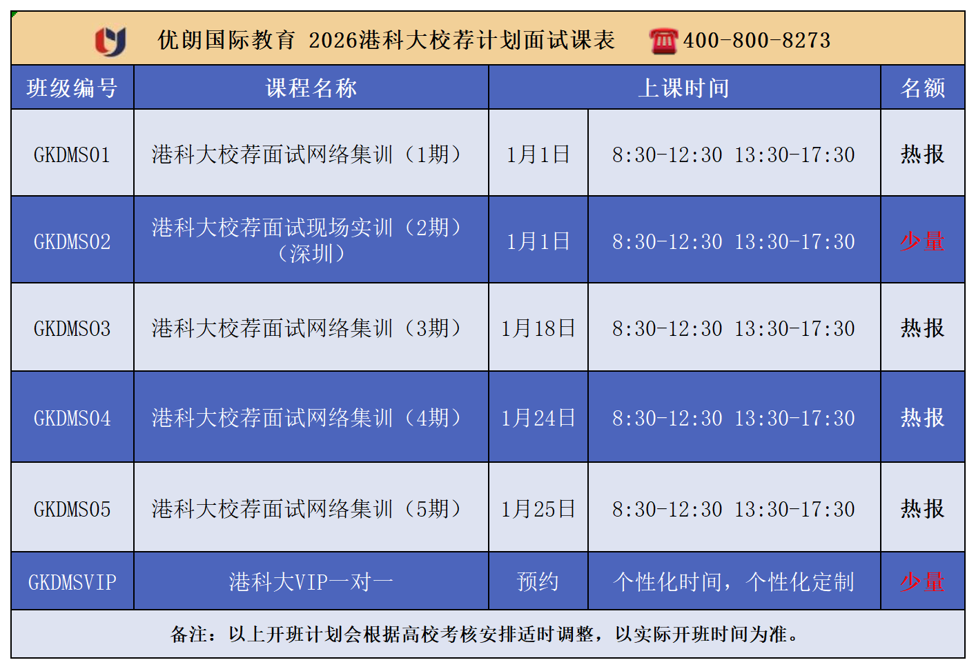 2026年香港科技大学校长推荐计划面试课表